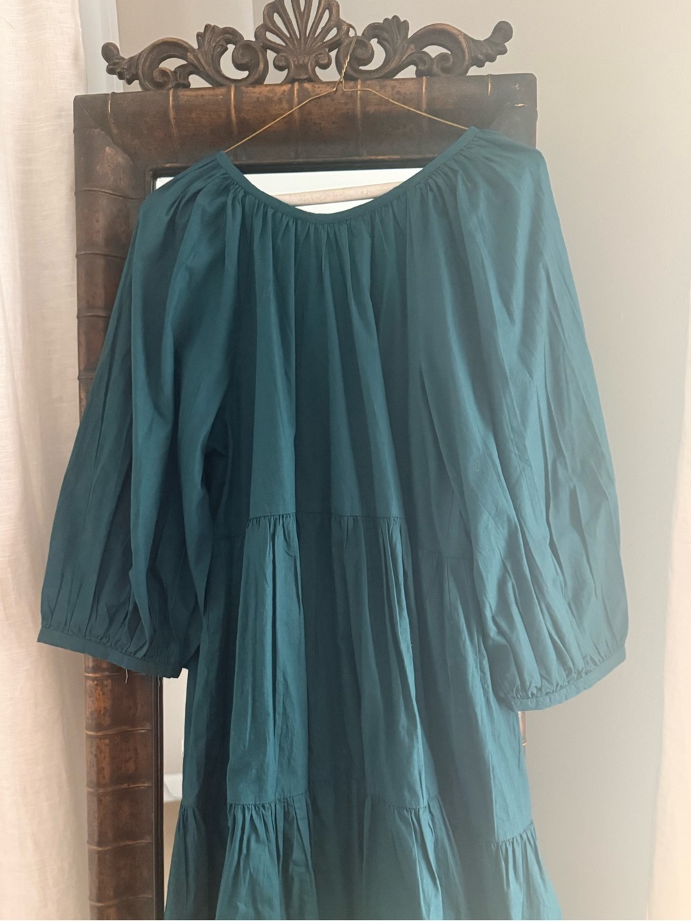 Mud Pie Teal Puff-Sleeve Tiered Tunic